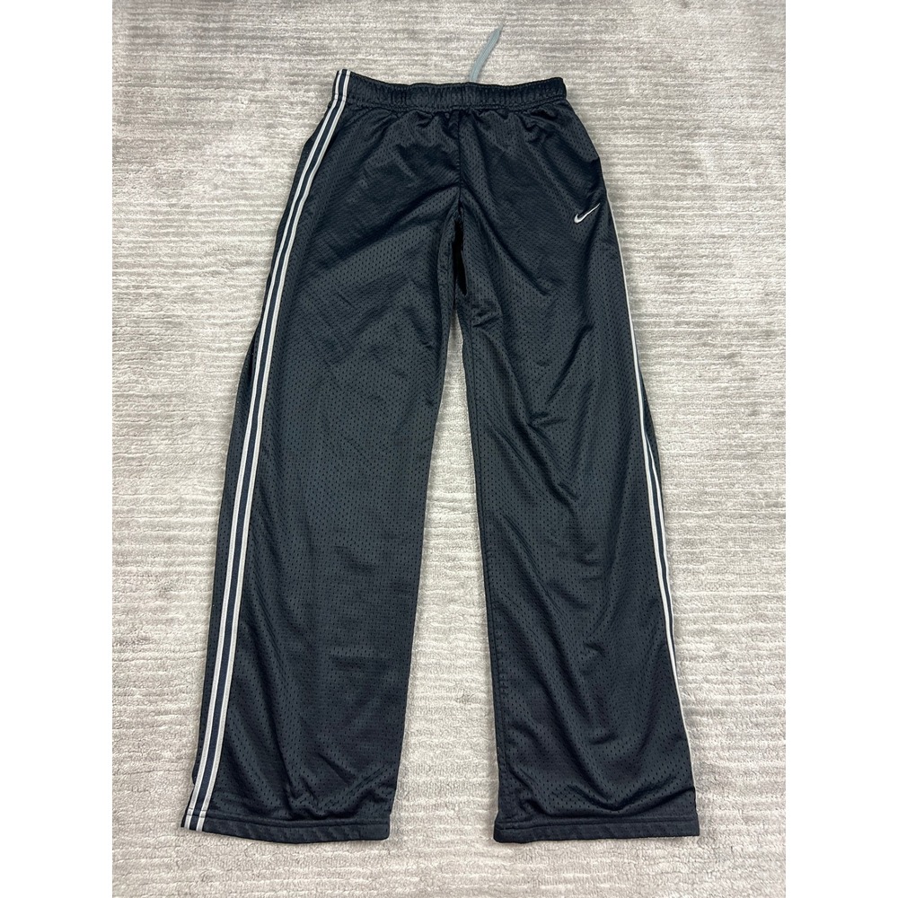 Nike Pants Boys Large Black Dri-FIT Mesh Athletic Track Side Stripe Swoosh